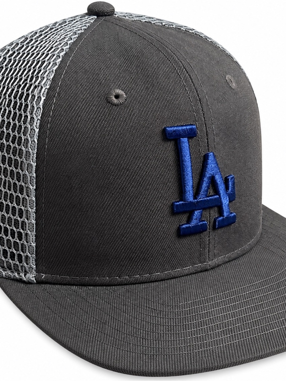 LA Dodgers New Era 9FIFTY Gray Blue Mesh Trucker Snapback Hat